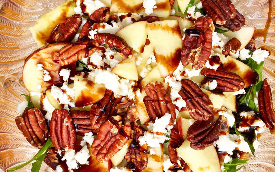 Apple, Feta and Pecan Salad with Balsamic Molasses Dressing